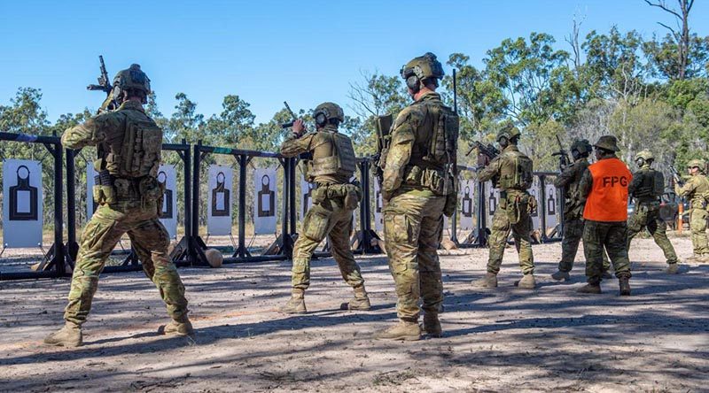 Soldiers of 8th/9th Battalion, Royal Australian Regiment, maintain their marksmanship skills at the shooting range after changes to COVID-19 restrictions at Greenbank Training Area, Queensland. Photo by Trooper Jonathan Goedhart.