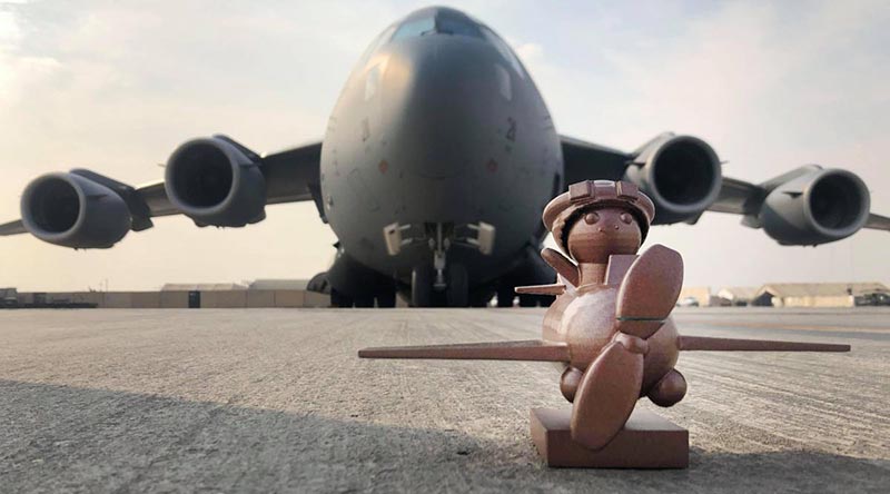 Marmaduke and his ride – a C-17A Globemaster III.