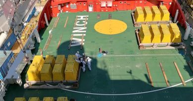 A standardised placement of weights – 192 tonnes – served to roll the ship and allow engineers to determine its centre of gravity. Image supplied.