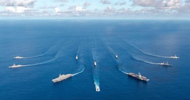 HMAS Toowoomba, HMAS Collins, USS William P. Lawrence, French ships Charles de Gaulle, Provence, Forbin, Latouche-Tréville, Marne and JFDF ships Izumo and Murasame in the Bay of Bengal during Exercise La Perouse 2019. Photo by Clarisse Dupont, Service d'Information et de Rela.