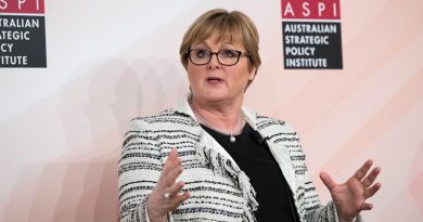 Minister for Defence Linda Reynolds addresses the Australian Strategic Policy Institute (ASPI) in Canberra. Photo by Kym Smith.