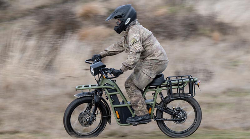  The New Zealand Defence Force has begun trialling electric utility bikes at Waiouru to determine their suitability for military use. NZDF photo.