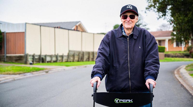 Rat of Tobruk Bert Le Merton heads off on another lap around the block, on his Kokoda-Track-length 96km Soldier On fundraising mission.