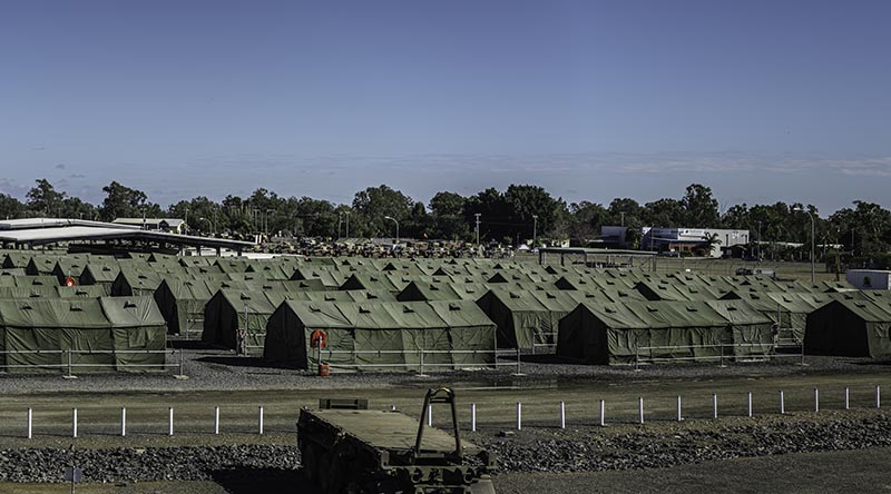 Tent city at Camp Rocky set up for Exercise Talisman Sabre 2019. Photo by Corporal Sean Spivey.