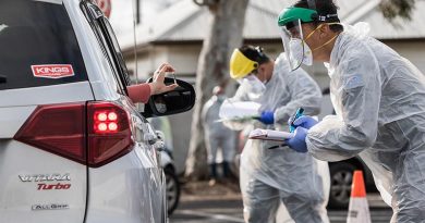 Australian Army soldiers confirm driver’s details at a COVID-19 testing site in Victoria in support of Op COVID-19 Assist. Photo by Leading Aircraftman John Solomon.