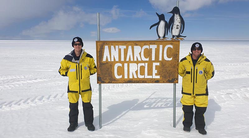 Lance Corporal Stewart Cox, left, and Sapper Luke Carey on Operation Southern Discovery in Antarctica.