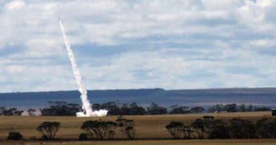 A DART rocket carrying a Royal Australian Air Force payload takes off from Koonibba Rocket Range in South Australia. Photo by Sean Jorgensen-Day.