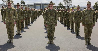 Force Support Element– 13 personnel on the 9th Force Support Battalion Parade Ground during their farewell parade at RAAF Base Amberley. Phot by corporal Nicci Freeman.