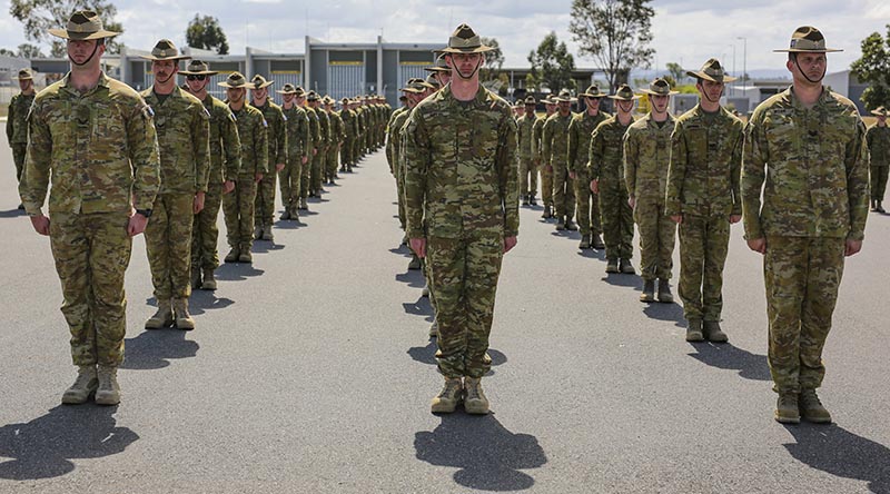 Force Support Element– 13 personnel on the 9th Force Support Battalion Parade Ground during their farewell parade at RAAF Base Amberley. Phot by corporal Nicci Freeman.