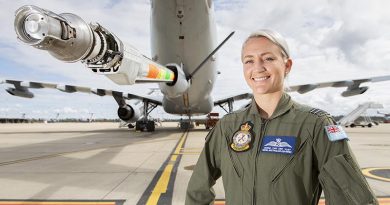 Royal Australian Air Force Air Refuelling Operator, Flight Lieutenant Ingrid Van Der Vlist, with the KC-30A MRTT. Photo by Corporal Jesse Kane.