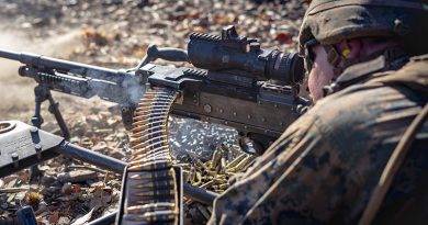 A US Marine lays down supporting fire during Exercise Koolendong. US Marine Corps photo by Corporal Lydia Gordon.