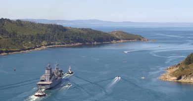 NUSHIP Supply departs Ferrol, Spain. Navantia photo.