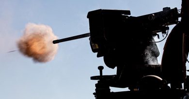 An EOS Mk2 remote weapon station firing at Wide Bay Training Area, Queensland. Photo by Trooper Jonathan Goedhart.