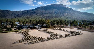 Soldiers and officers of the 3RAR Battlegroup stand ready on parade after an equipment inspection at Lavarack Barracks on 27 August 2020. Photo by Corporal Daniel Strutt.