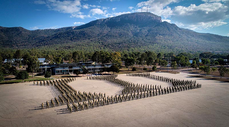 Soldiers and officers of the 3RAR Battlegroup stand ready on parade after an equipment inspection at Lavarack Barracks on 27 August 2020. Photo by Corporal Daniel Strutt.