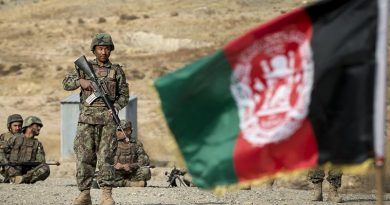 Officer cadets at the Afghan National Army Officer Academy (ANAOA) conduct field training in the close training area at Qargha, Afghanistan. Photo by Leading Seaman Craig Walton.