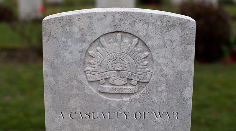 A headstone of an unknown Australian soldier. Photo by Corporal Jake Sims.