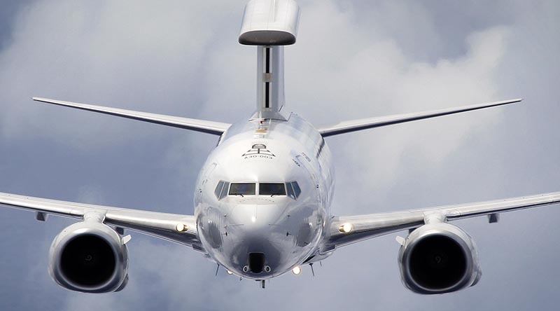 A No. 2 Squadron E-7A Wedgetail on a training sortie. Photo by Corporal Shannon McCarthy.