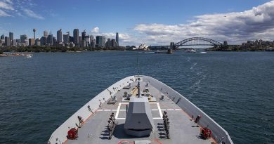 HMAS Hobart returns to her home port of Fleet Base East in Sydney after the successful completion of Regional Presence Deployment 2020. Photo by Leading Seaman Christopher Szumlanski.