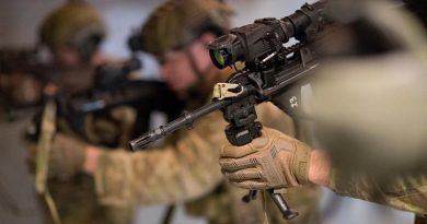 Australian Army riflemen from 8/9RAR during a demonstration of Kord Defence's innovative wireless systems control technology in Fyshwick, ACT. Photo by Jay Cronin.