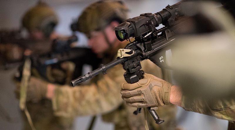 Australian Army riflemen from 8/9RAR during a demonstration of Kord Defence's innovative wireless systems control technology in Fyshwick, ACT. Photo by Jay Cronin.