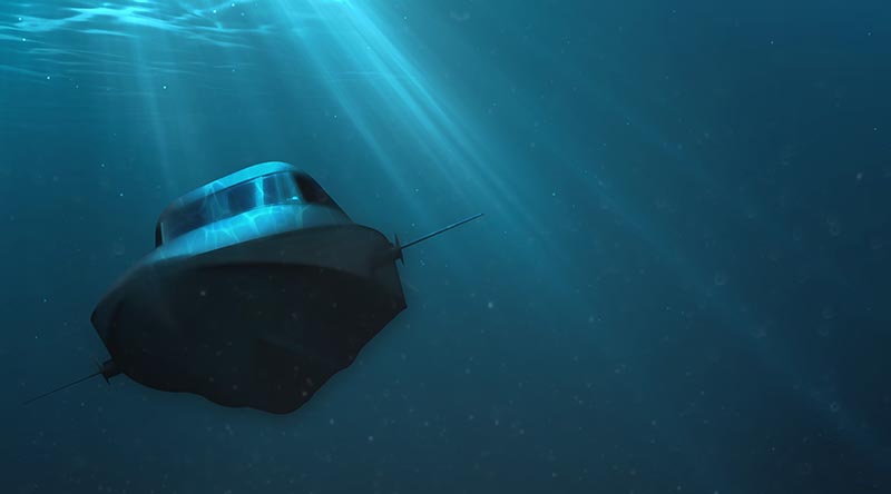 An artist's impression of the VICTA surface-submersible watercraft in action. Supplied.