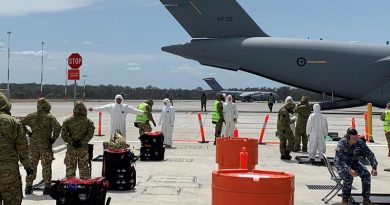 The decontamination lane during Exercise Toxic Safari at RAAF Base Amberley.