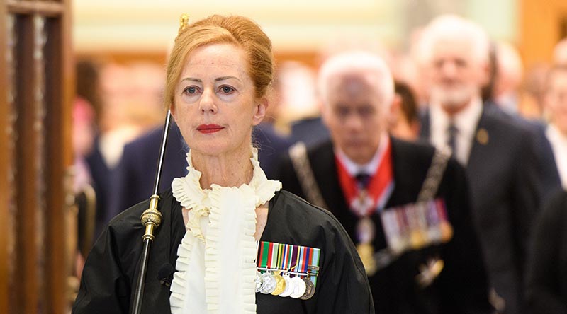 New Zealand's first female Usher of the Black Rod Sandra McKie at the State Opening of Parliament in Wellington today. Photo by Mark Tantrum – marktantrum.com