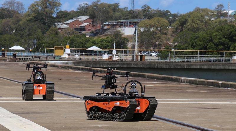 Titan1 unmanned ground vehicles used during Exercise Genesis as part of the Royal Australian Navy's Autonomous Warrior 2020-4. Unknown photographer.