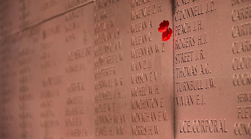 The Wall of Remembrance at the Australian National Memorial outside Villers-Bretonneux in France. Photo by Petty Officer Paul Berry.