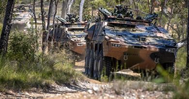 Australian Army Boxer combat reconnaissance vehicles will be connected by the Army's new C$ EDGE systems. Photo by Trooper Jonathan Goedhart.