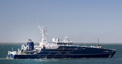 Australian Defence Vessel Cape Fourcroy departs HMAS Coonawarra to conduct training. Photo by Able Seaman Kayla Hayes.