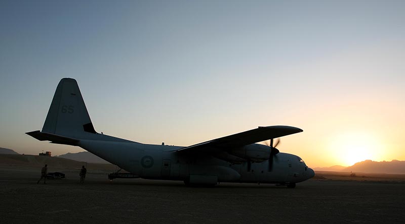 C-130 Hercules at Tarin Kowt, October 2006. Photo by Brian Hartigan.