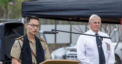 Army Chaplain Major Ricky Su speaking at last year's Vietnam Veterans Day service at Reg Hillier House in Bees Creek, Northern Territory. Photo by Corporal Rodrigo Villablanca.