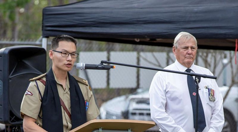 Army Chaplain Major Ricky Su speaking at last year's Vietnam Veterans Day service at Reg Hillier House in Bees Creek, Northern Territory. Photo by Corporal Rodrigo Villablanca.