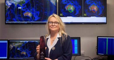 Dr Sylvie Perreau, with the 2020 Minister’s Award for Achievement in Defence Science. Photo by Megan Popelier.