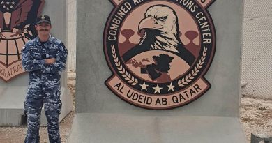 Leading Aircraftman Lawson McCurran at the Combined Air Operations Center in Qatar.