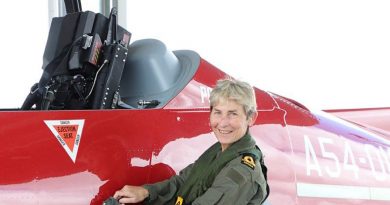 Air Force Warrant Officer Disciplinary Jen Riches, of No. 25 Squadron, was treated to a farewell flight in a PC-21 aircraft on her final day in the Air Force.