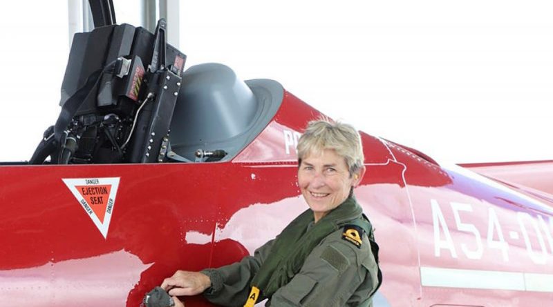 Air Force Warrant Officer Disciplinary Jen Riches, of No. 25 Squadron, was treated to a farewell flight in a PC-21 aircraft on her final day in the Air Force.