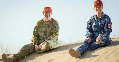 Army Chaplain Rick Tilden and Air Force medic Leading Aircraftwoman Nicole Anchen provided support after a helicopter crash in Egypt. Photo by Ben Dempster.