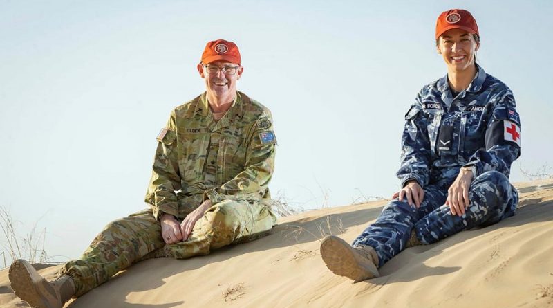 Army Chaplain Rick Tilden and Air Force medic Leading Aircraftwoman Nicole Anchen provided support after a helicopter crash in Egypt. Photo by Ben Dempster.