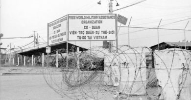 Entrance to the Australian Force Vietnam HQ in Saigon, 1968. Photo by Sergeant Kevin Thurgar. File number THU/68/0146/VN