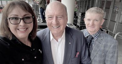 Kay Danes with fellow speaker Alan Jones and her husband, former SAS Warrant Officer Kerry Danes. Photo supplied.