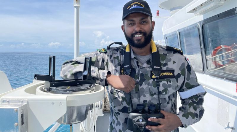 Leading Seaman Boatswain's Mate Benyam Gormiesa navigated ADV Cape Inscription through the Great Barrier Reef.