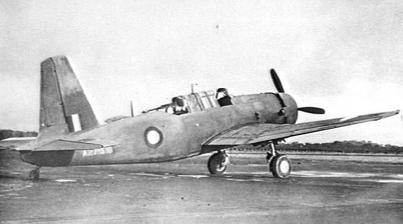 A Vultee Vengeance MkIV general-purpose dive bomber at RAAF Base Williamtown, NSW, circa 1943. AWMP00448.191