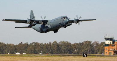 An Air Force C-130J Hercules from No. 37 Squadron takes off from RAAF Base Amberley. Photo by Corporal Jesse Kane.