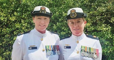 Warrant Officer Natasha McRoe, left, and sister Warrant Officer Amy Gale in Tasmania.