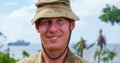 Corporal Ben Maddaford on Galoa Island during Operation Fiji Assist. Photo by Corporal Dustin Anderson.