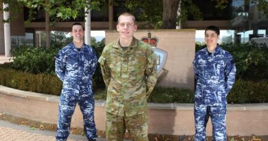 Gold Coast locals Max Brown, left, Ethan Blackstock and Ken Yamamoto are new appointees to the Australian Defence Force Academy.