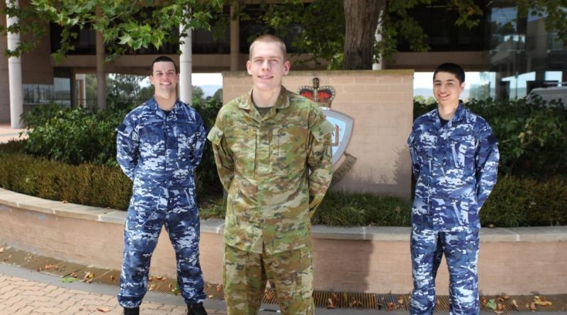 Gold Coast locals Max Brown, left, Ethan Blackstock and Ken Yamamoto are new appointees to the Australian Defence Force Academy.